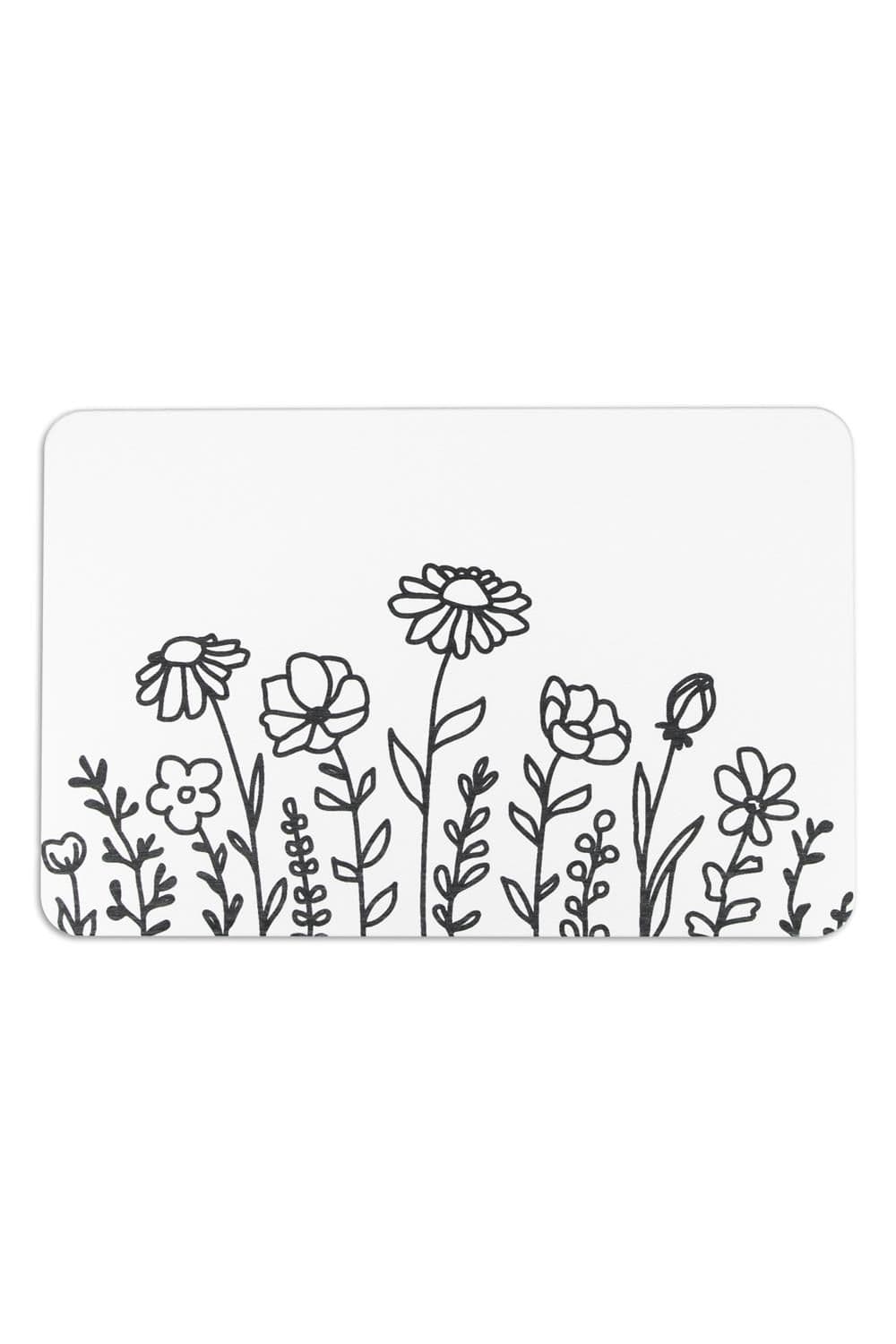 Flower Lines Stone Non Slip Bath Mat