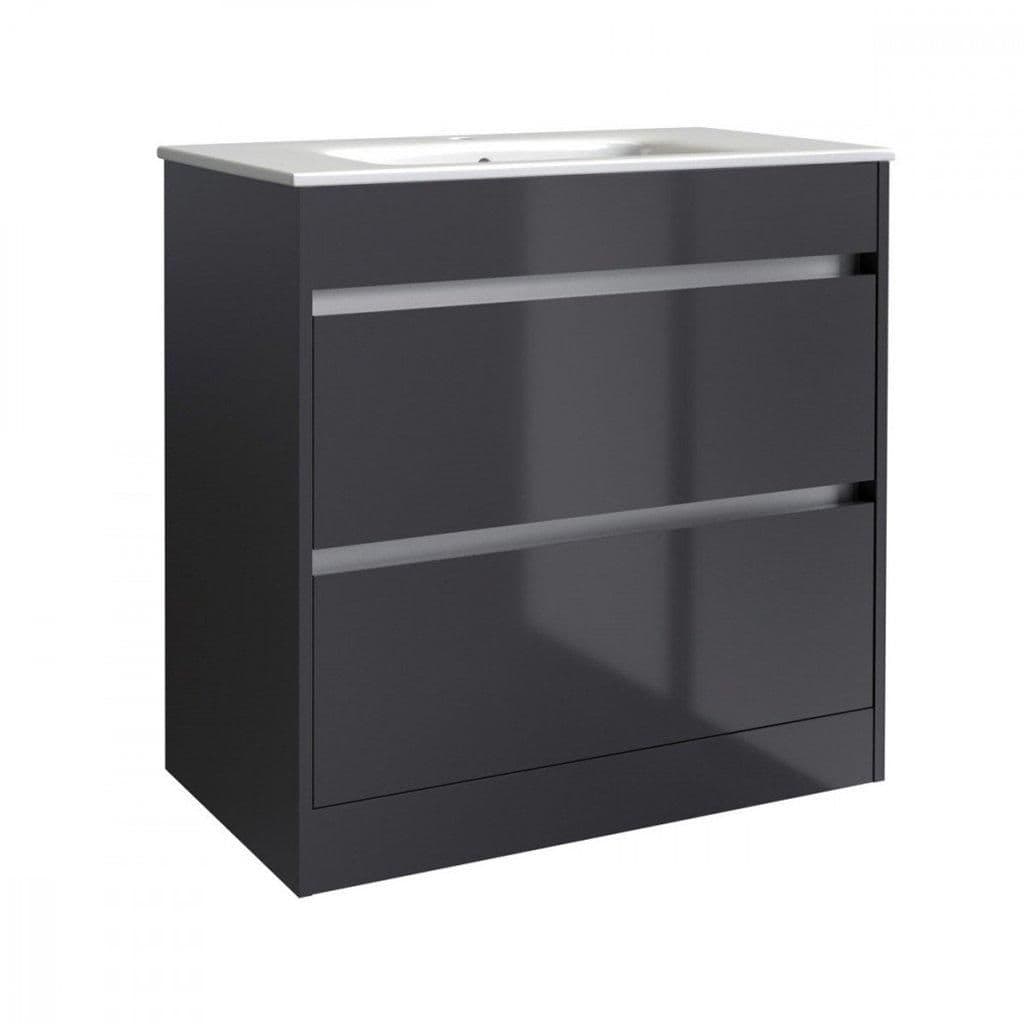 Gloss Bathroom 2 Drawer Standing Unit Basin 60cm Wide