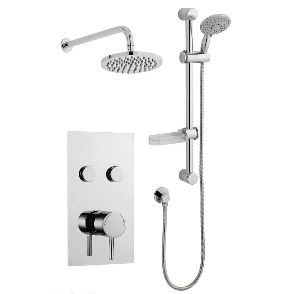 Chrome Twin Push Button Shower Slide Rail Kit Drencher