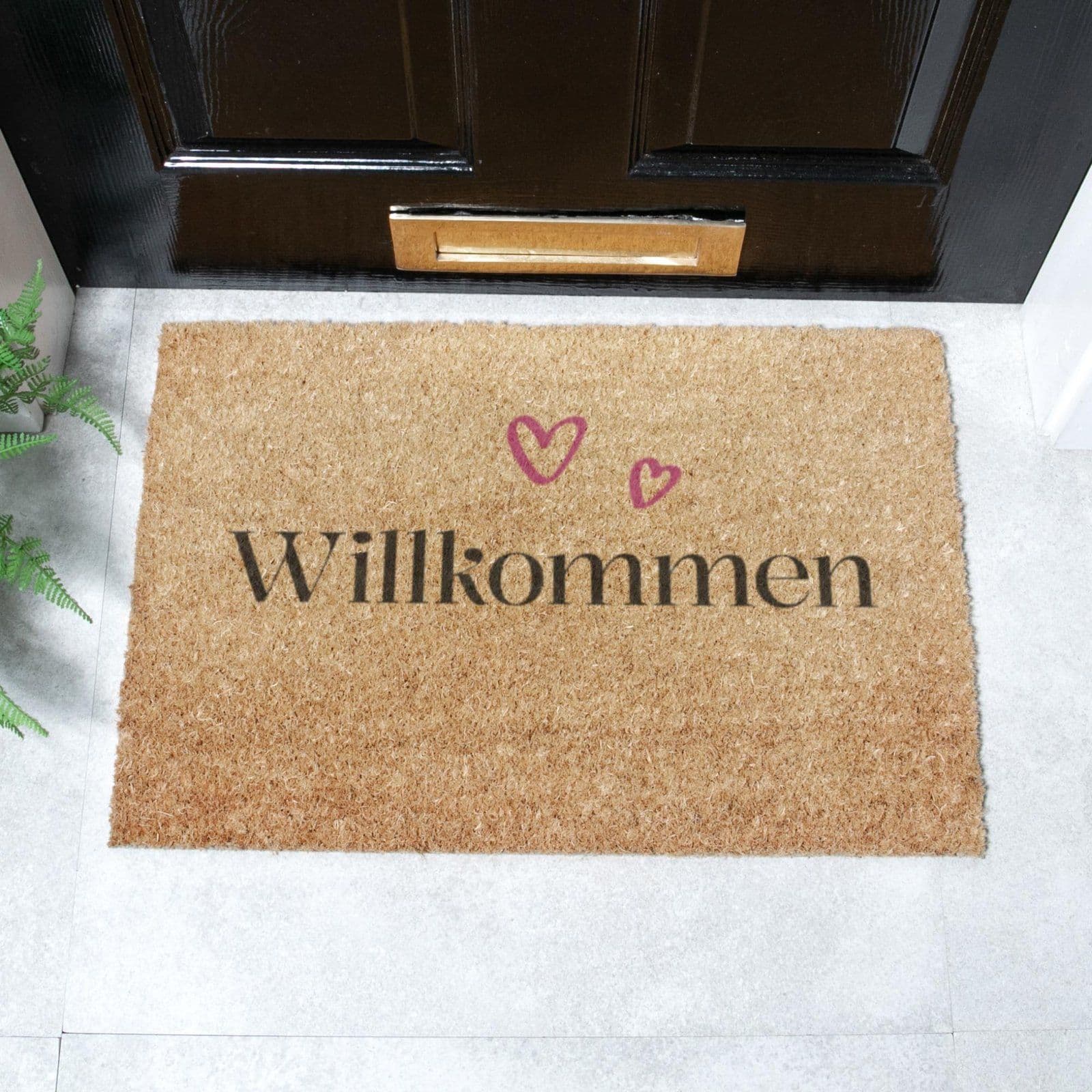 Willkommen Hearts Doormat