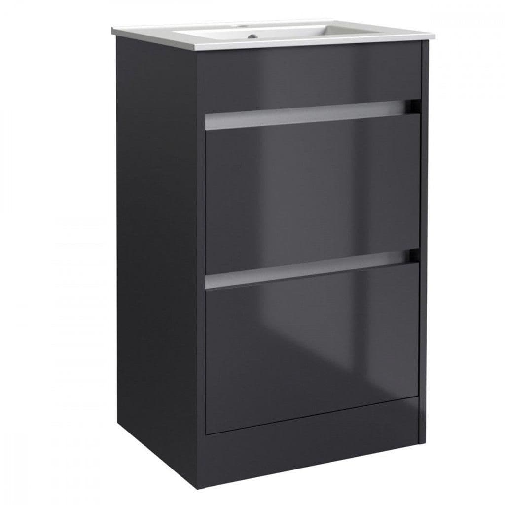 Gloss Bathroom 2 Drawer Standing Unit Basin 500mm Wide