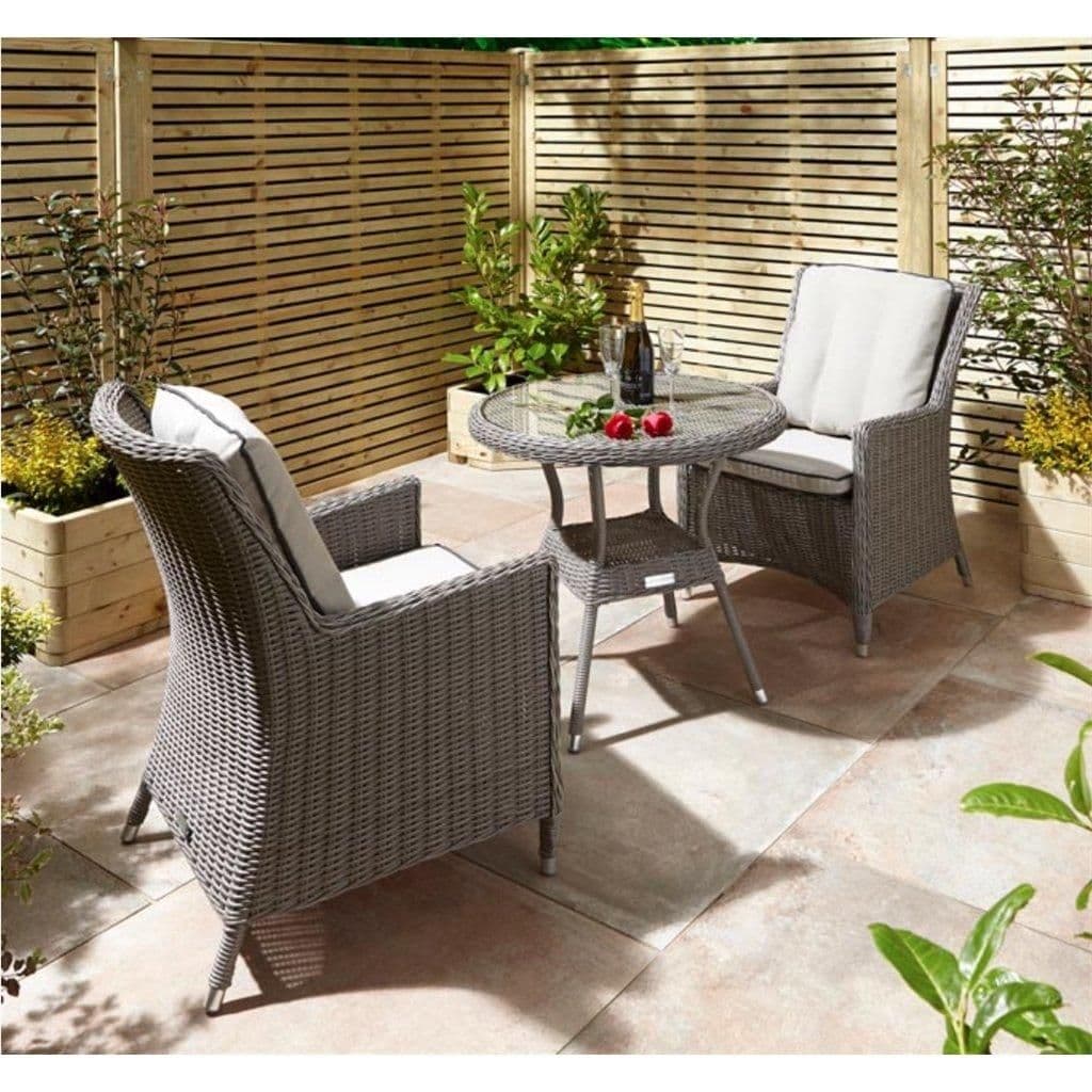 2 Seater Stone Rattan Weave Garden Bistro Set