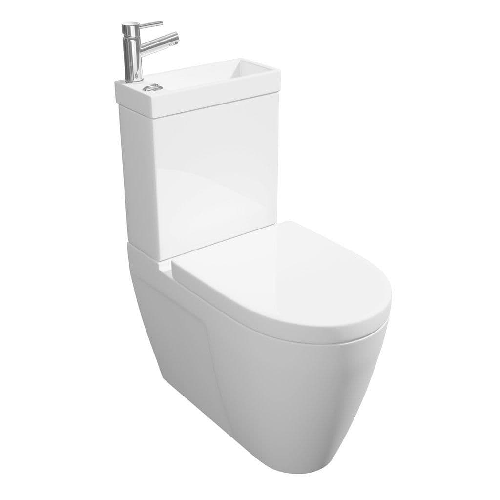 Premium CLOSED BACK COMBO Rimless Pan Toilet Set Right Hand Basin
