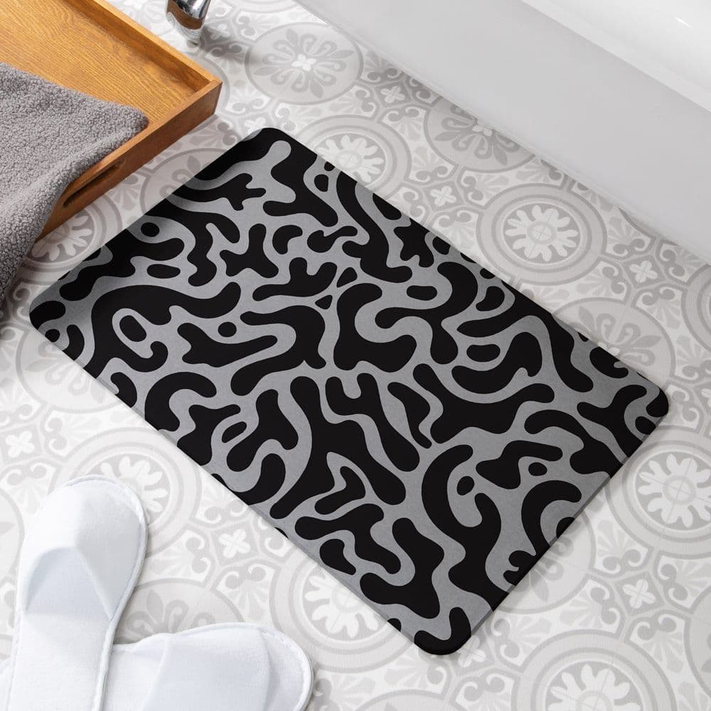 Abstract Blobs Stone Non Slip Bath Mat