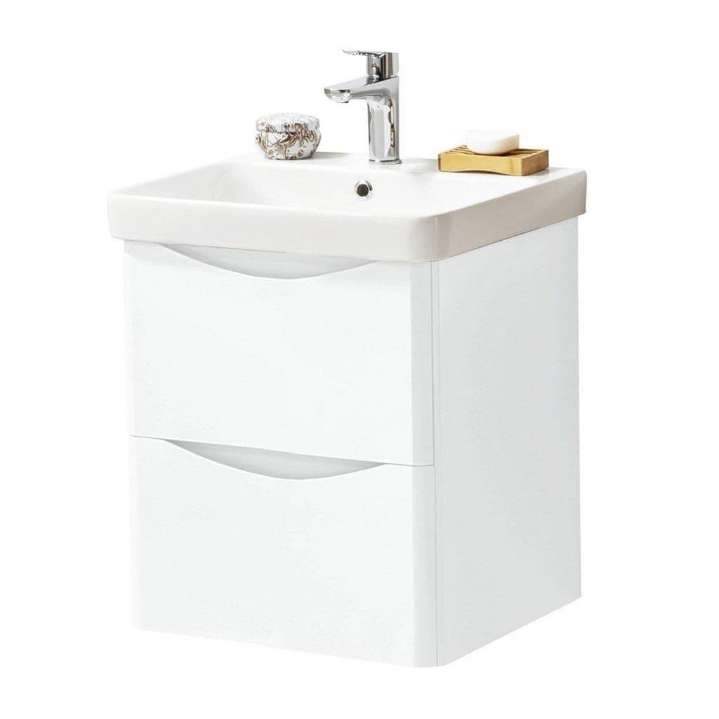 Gloss Bathroom Wall Mounted 2 Drawer Unit Basin 500mm Wide