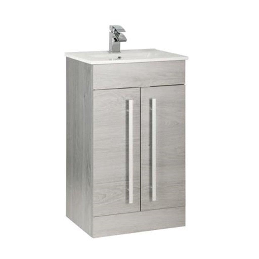 Oak2 Door Standing Unit Ceramic Basin 50cm Wide