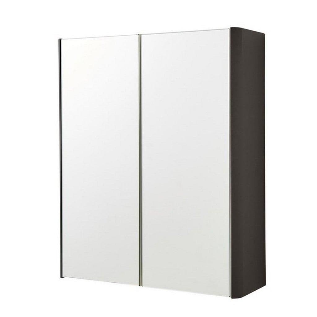 Matt Graphite 2 Door Mirror Bathroom Cabinet 60cm H x 500mm W