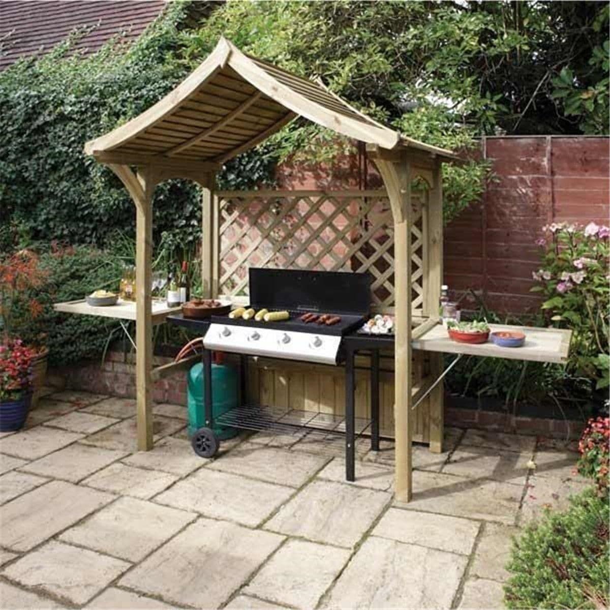 Pressure Treated Arbour Side Shelves Open Lattice