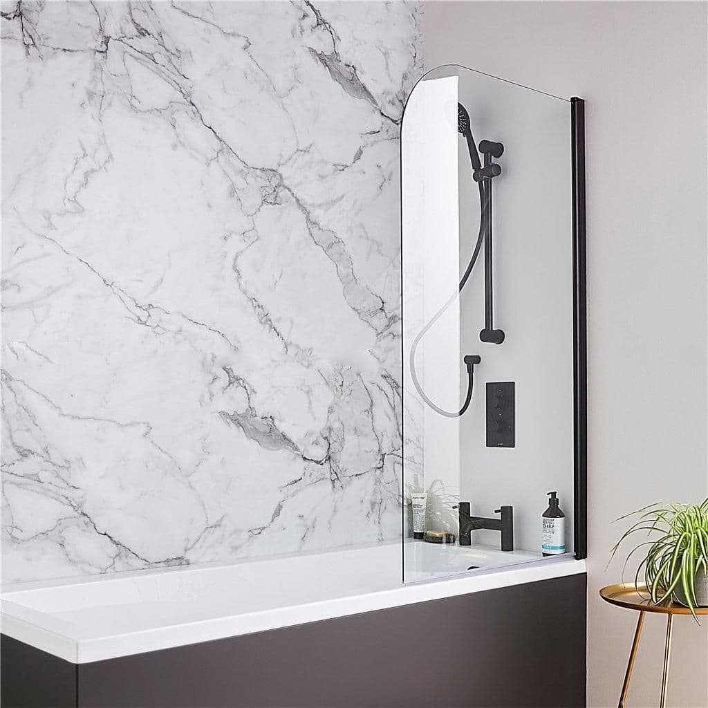Premium Straight Hinged Bath Screen Radius Edge 1435 x 780mm