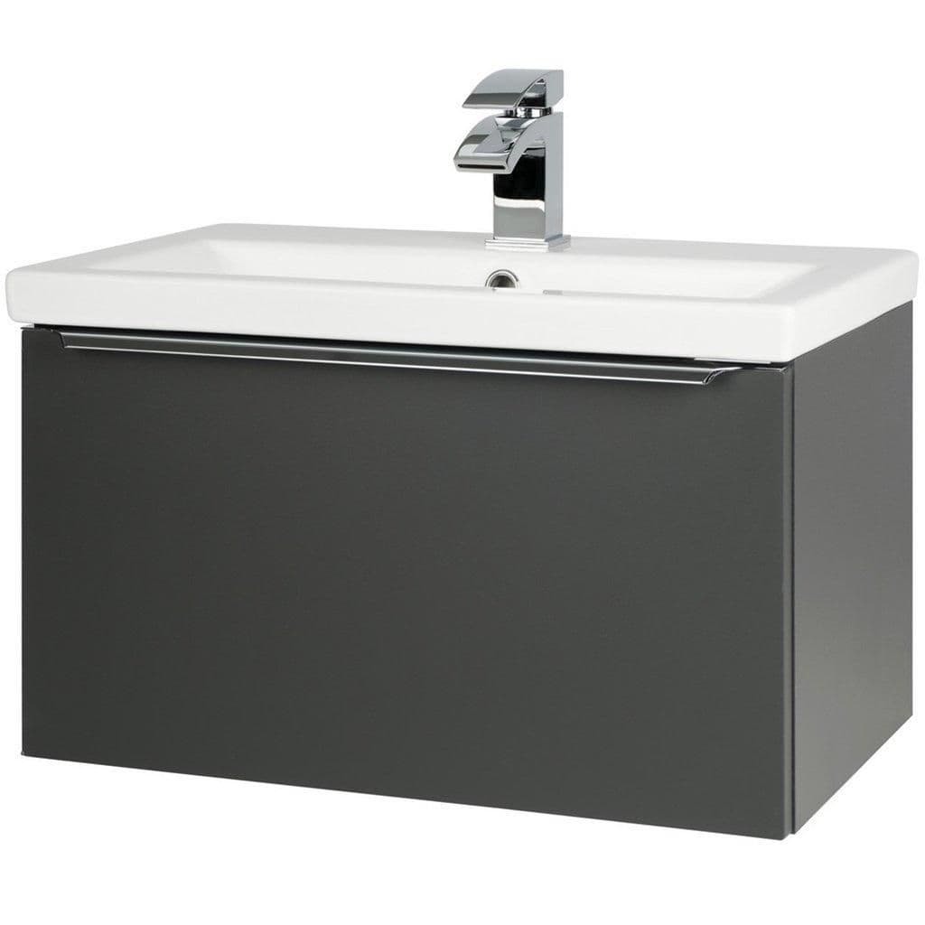 Matt Dark Grey 60cm Bathroom Wall Mounted Unit Basin