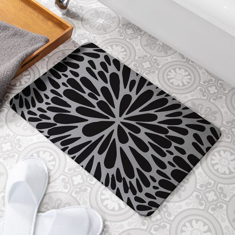 Petals Grey Stone Non Slip Bath Mat