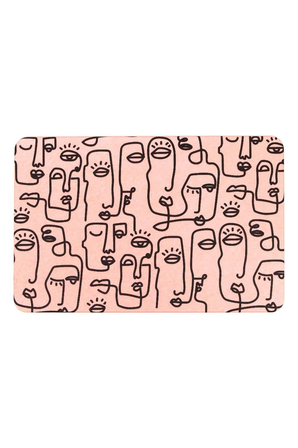 Faces Pattern Stone Non Slip Bath Mat