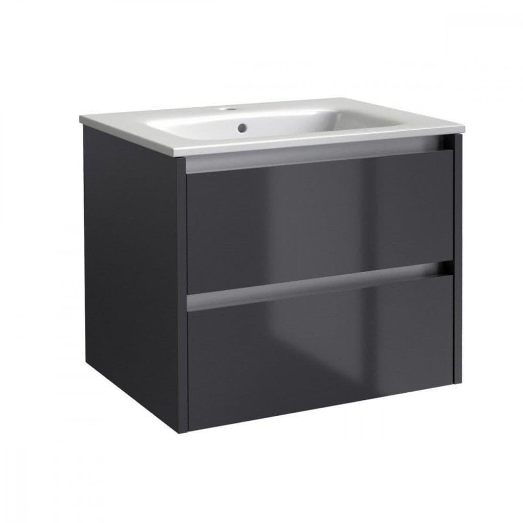Gloss Bathroom 2 Drawer Wall Hung Unit Basin 80cm Wide
