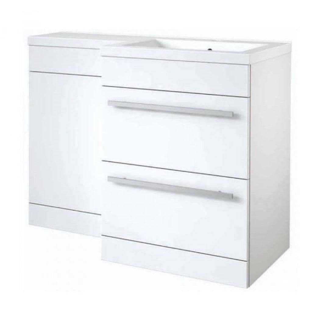 Right Hand 2 Drawer Combo Unit L Shape Basin 1.1m Wide