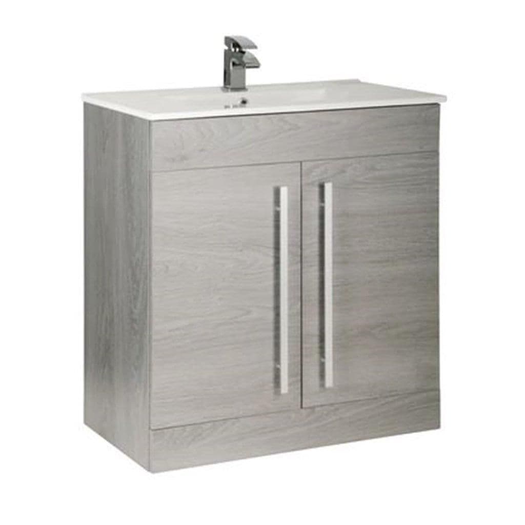 Oak Bathroom 2 Door Standing Unit Ceramic Basin 80cm Wide