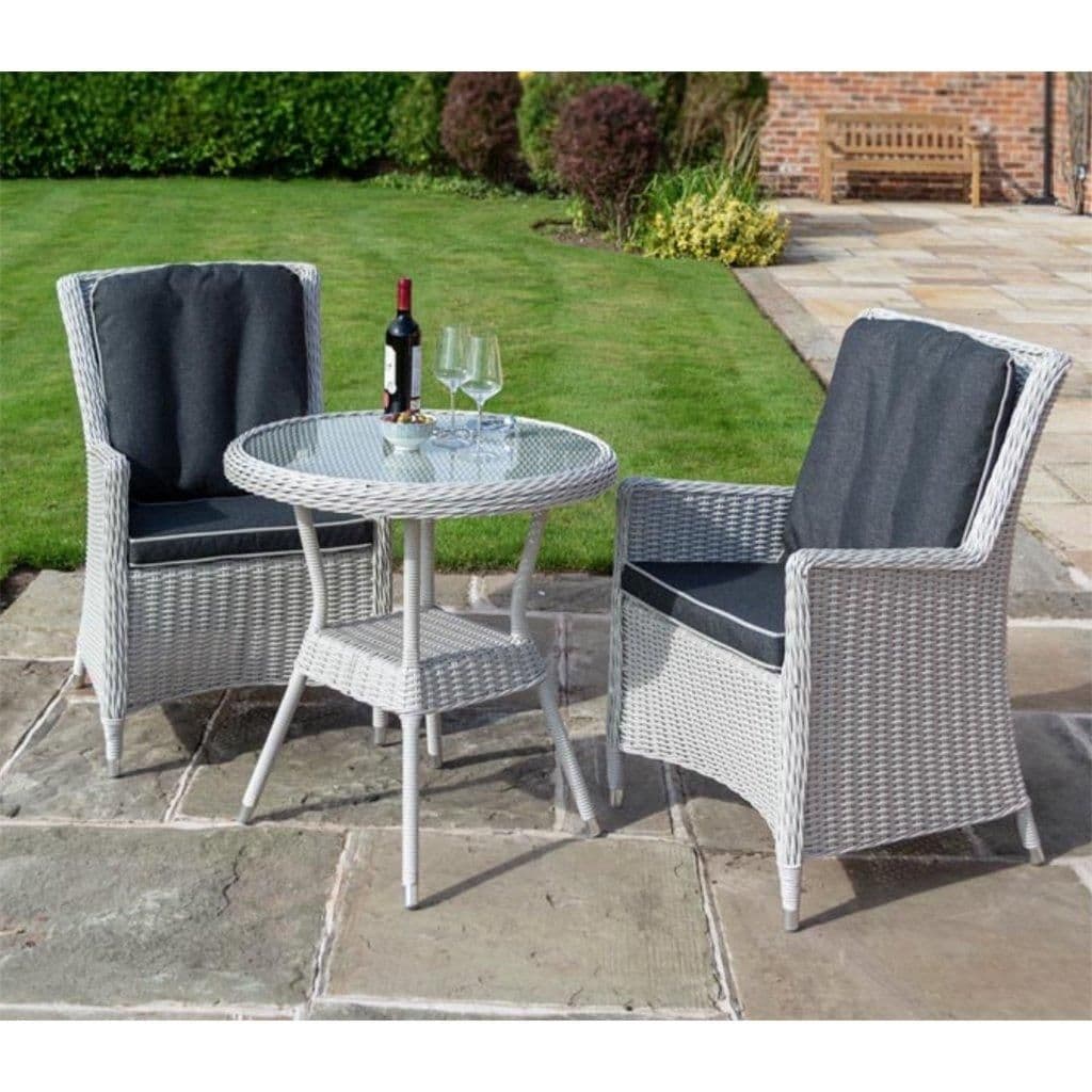 2 Seater Putty Rattan Weave Garden Bistro Set