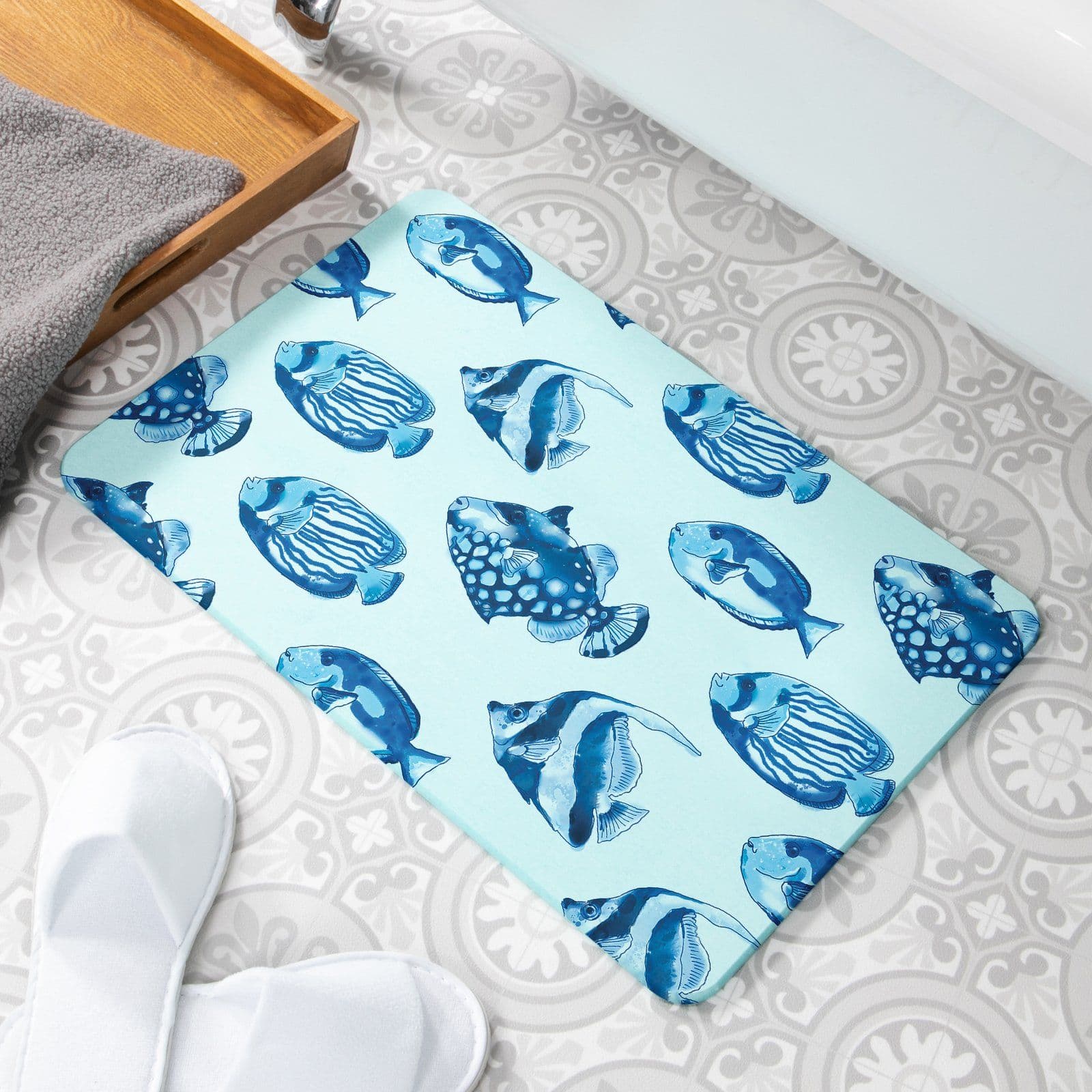 Fish Non Slip Stone Bath Mat