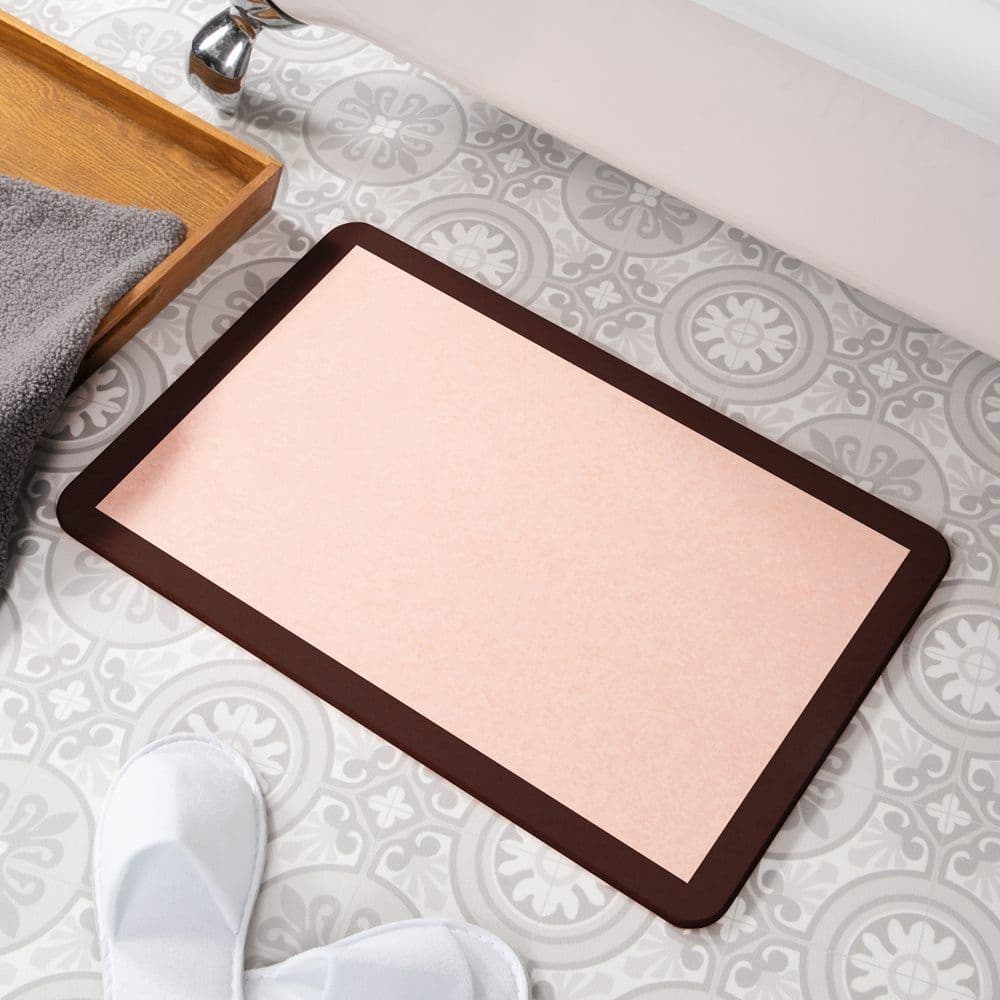 Border Pink Stone Non Slip Bath Mat
