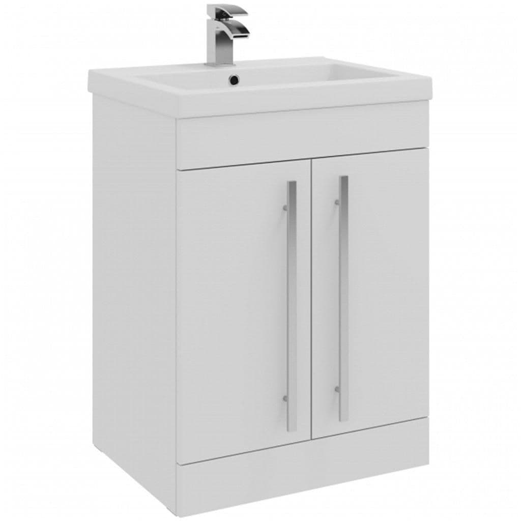 Bathroom 2 Door Standing Unit Ceramic Basin 60cm Wide
