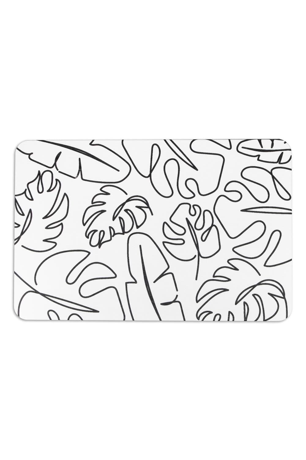Monstera Lines Stone Non Slip Bath Mat