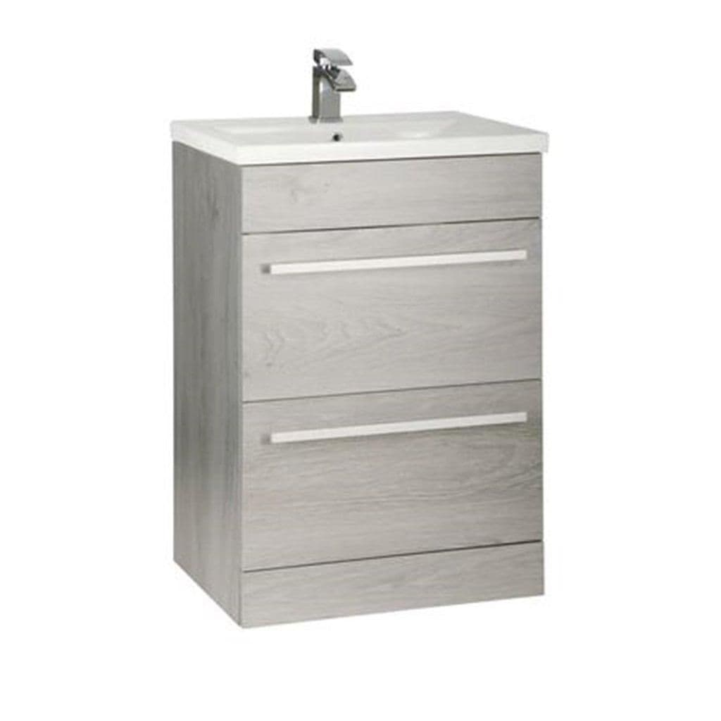 Oak Bathroom 2 Drawer Standing Unit Ceramic Basin 60cm Wide