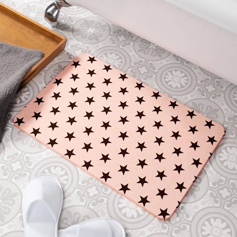 Stars Pink Stone Non Slip Bath Mat