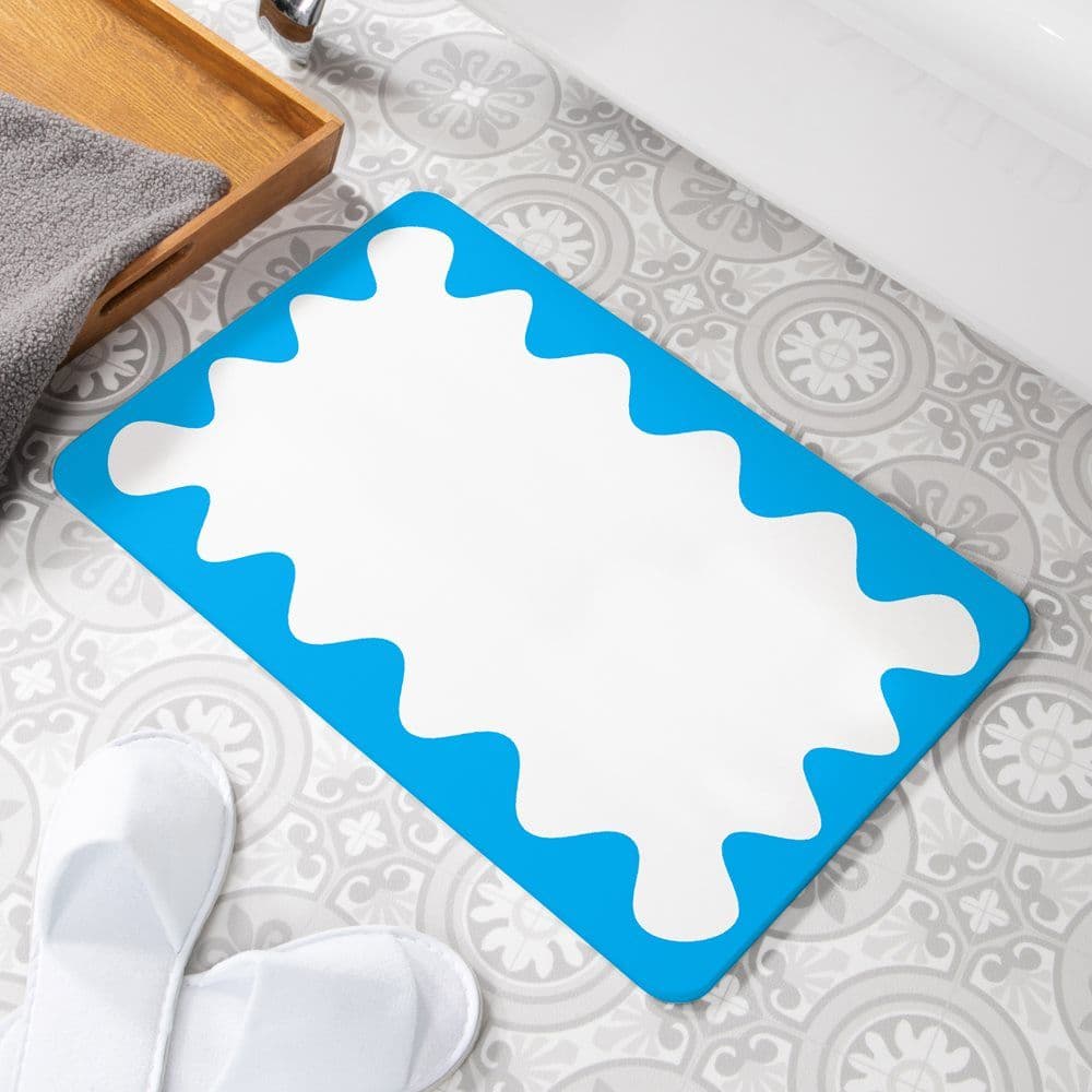 Wavy Frame Stone Non Slip Bath Mat