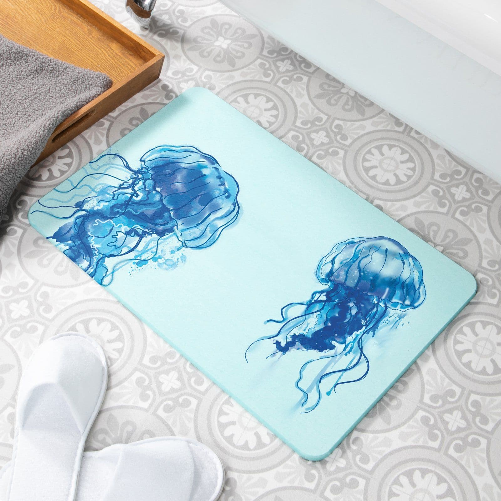 Jellyfish Non Slip Stone Bath Mat
