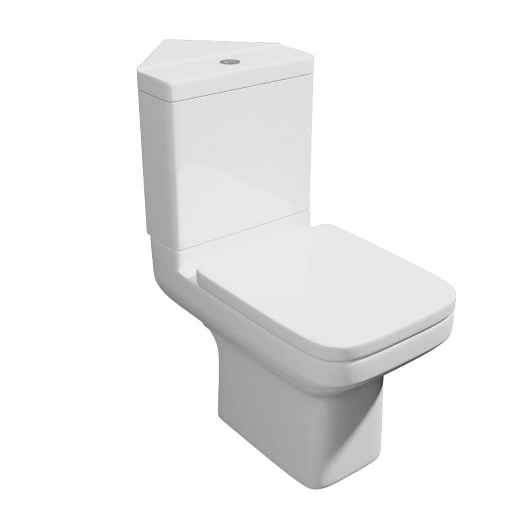 Premium CORNER OPEN BACK Rimless Pan Toilet Set