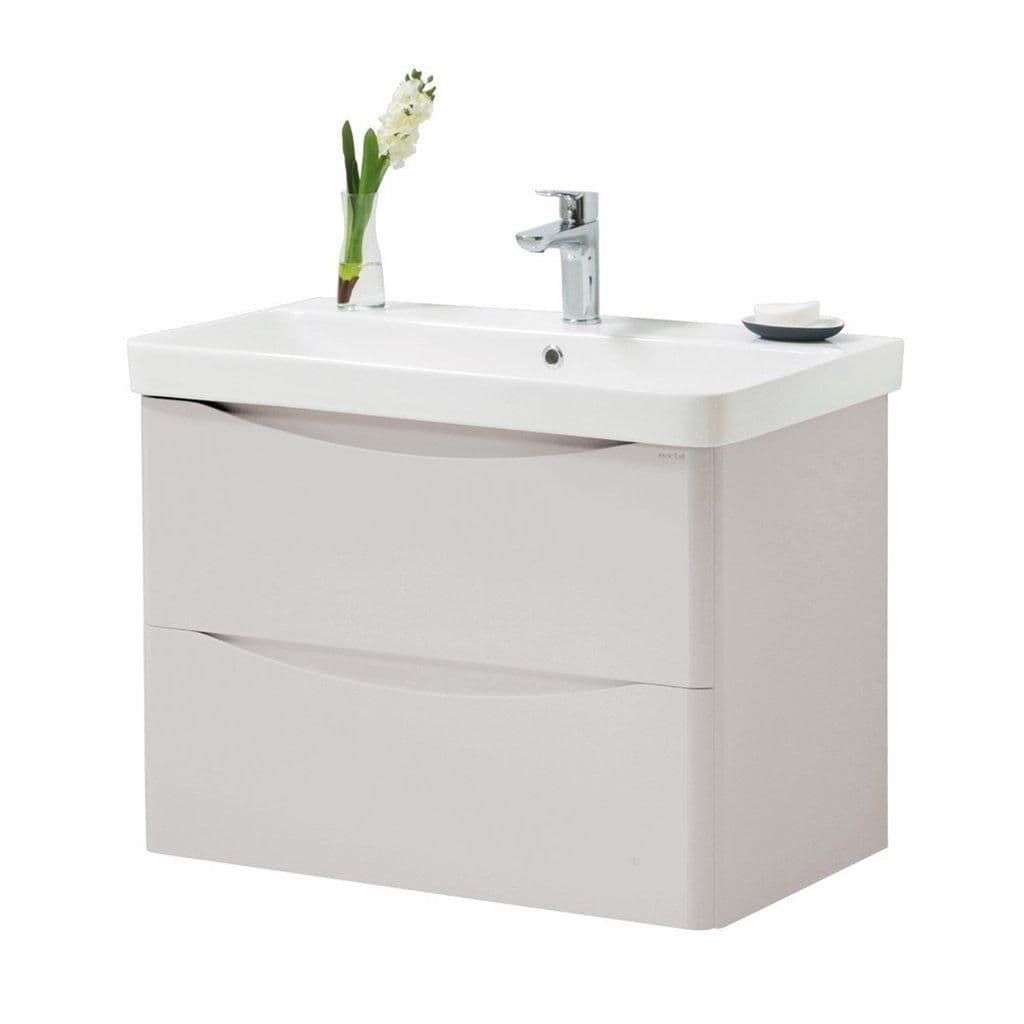 Cashmere Bathroom Wall Mounted 2 Drawer Unit Basin 80cm Wide