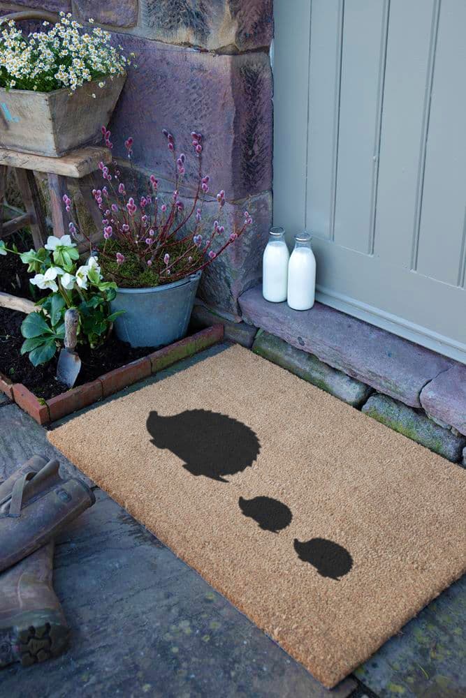Hedgehog Family Country Coir Doormat