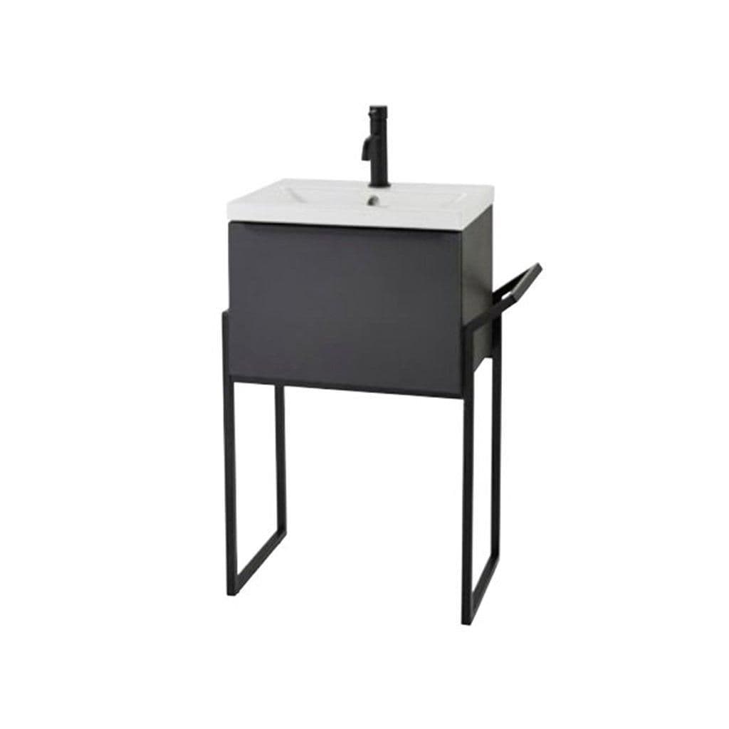Matt Dark Grey 50cm Wall Mounted Drawer Unit Ceramic Basin Frame