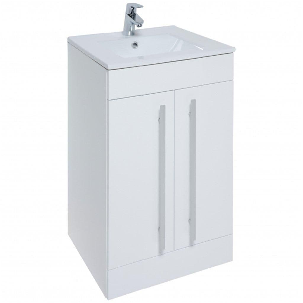 2 Door Bathroom Standing Unit Ceramic Basin 50cm Wide