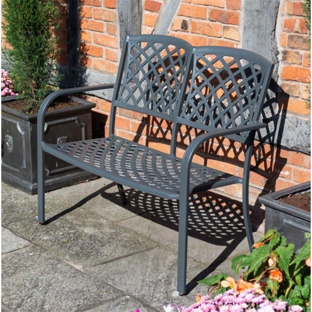 2 Seater Gunmetal Vienna Aluminium Garden Bench