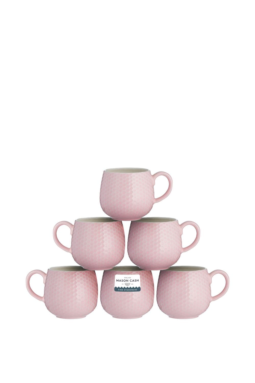 Embossed Honeycomb Set of 6 Mugs Pink