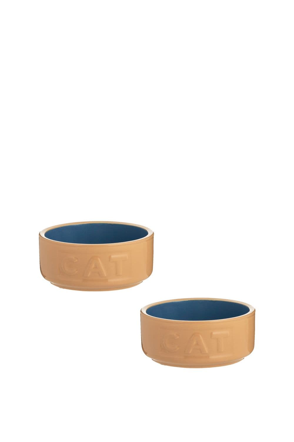 2 Pack Cane & Blue Lettered Cat Bowls