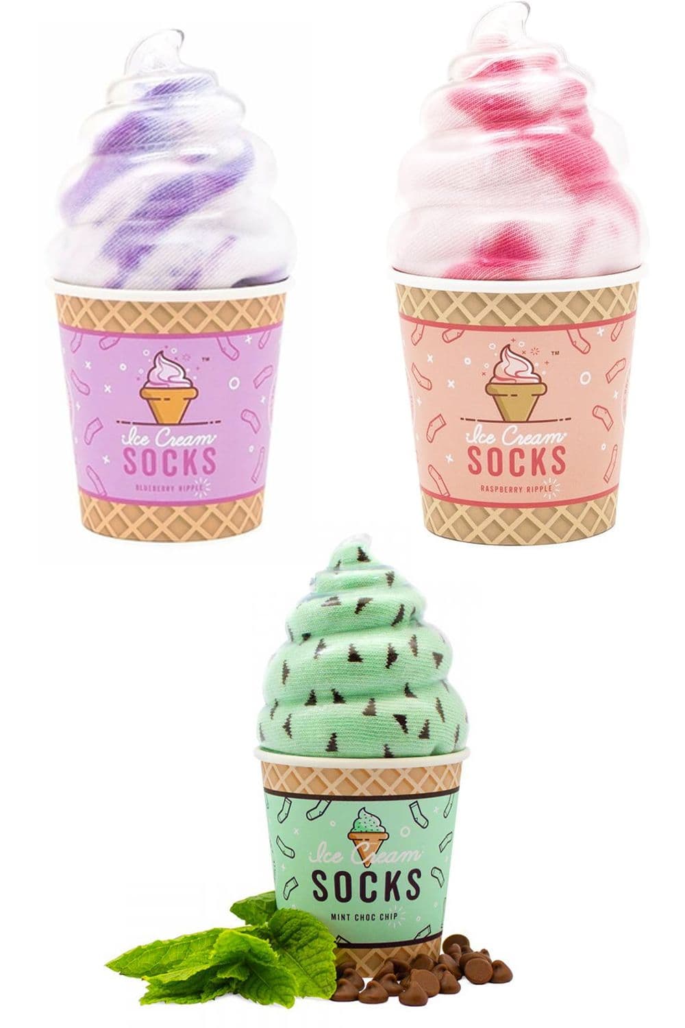 Blueberry Rippe Mint Ice & Raspberry Ripple Socks