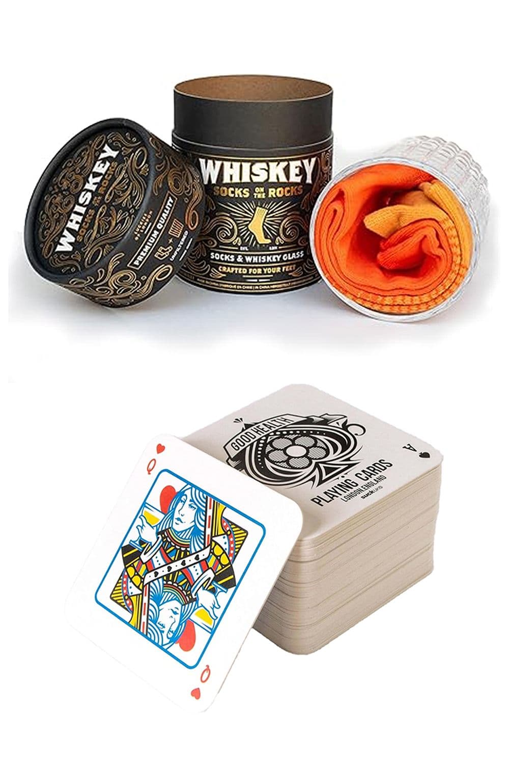 Drink Mats Playing Cards & Socks On Rocks Set