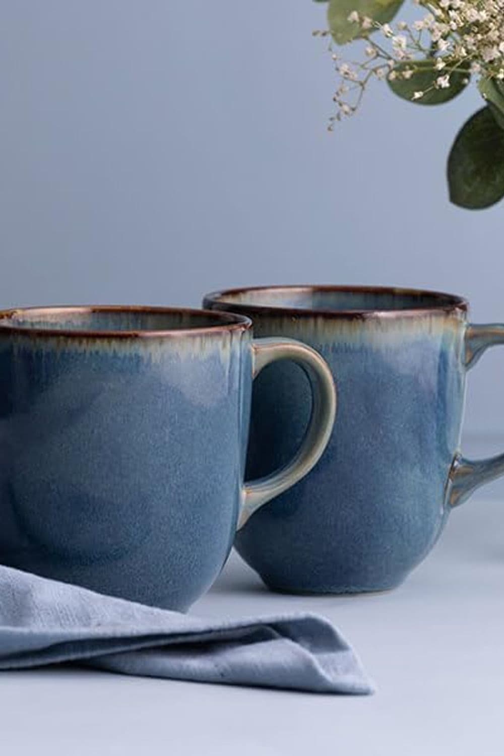 Set of 4 Reactive Mug 400ml Blue