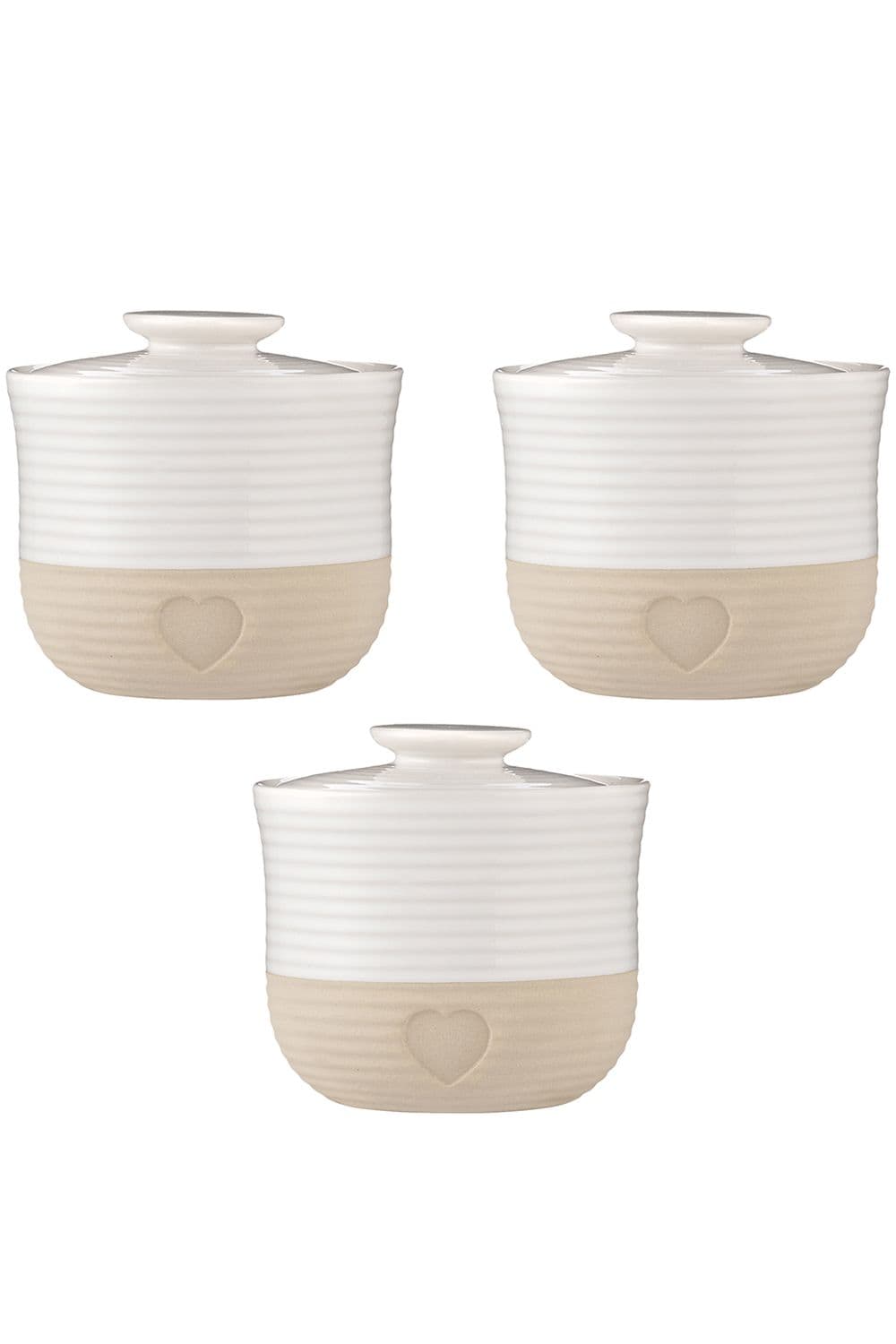 Set of 3 Rustic Charm Storage Jar 12 x 12.7cm - Cream