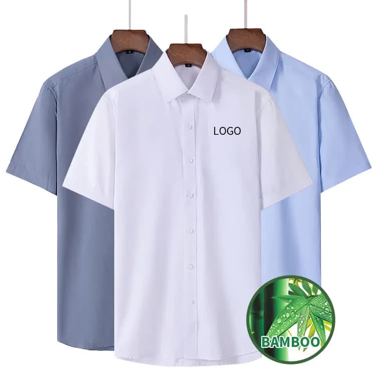 Solid Plain Short Sleeve Business Shirt