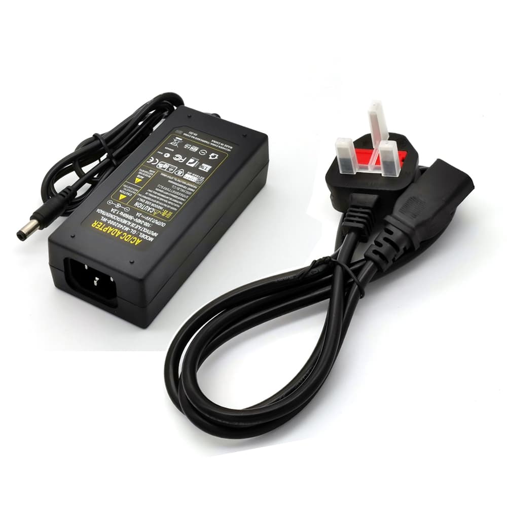 J 24V 2A 24W Plastic Power Adapter UK Plug