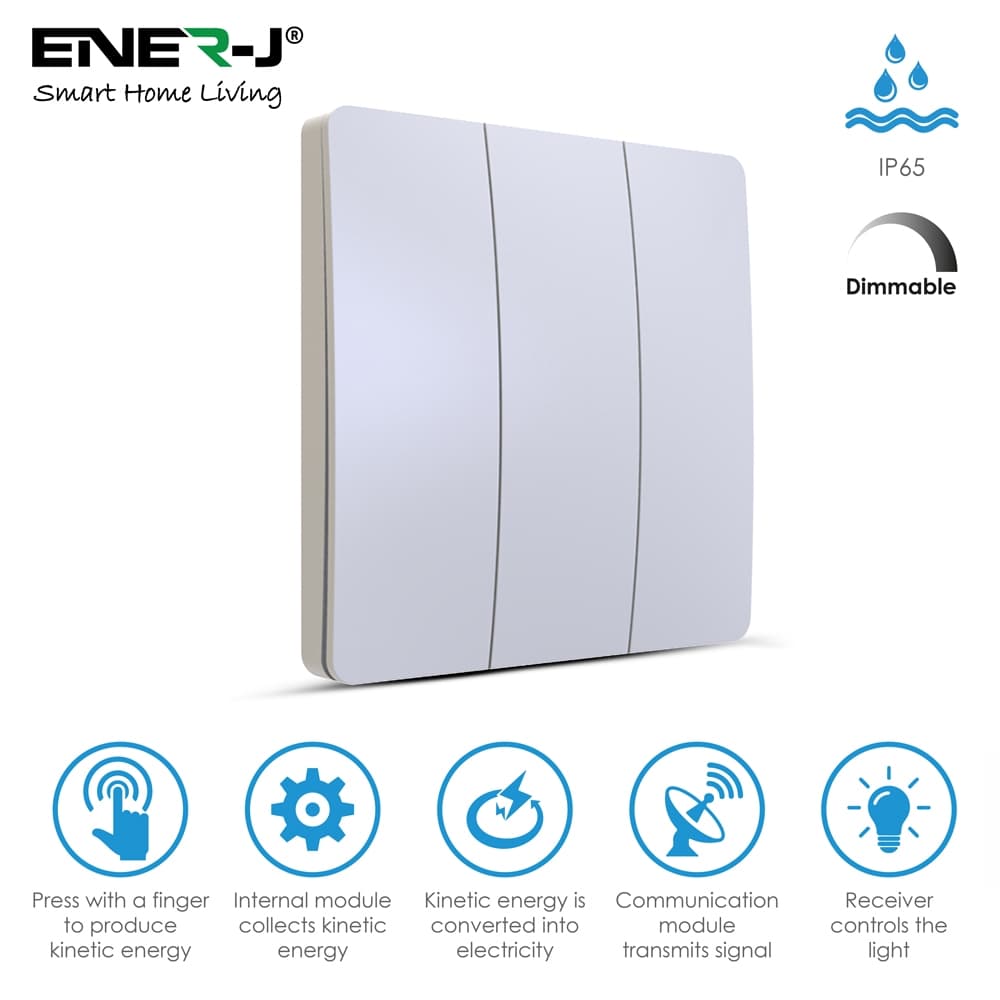 J 3 Gang Wireless Kinetic Switch Dimmable Non Dimmable