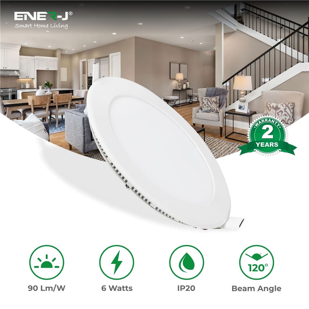 J 6W Recessed Round LED Mini Panel 120mm diameter CE Driver 90 Lm Watt RA 80 3000K