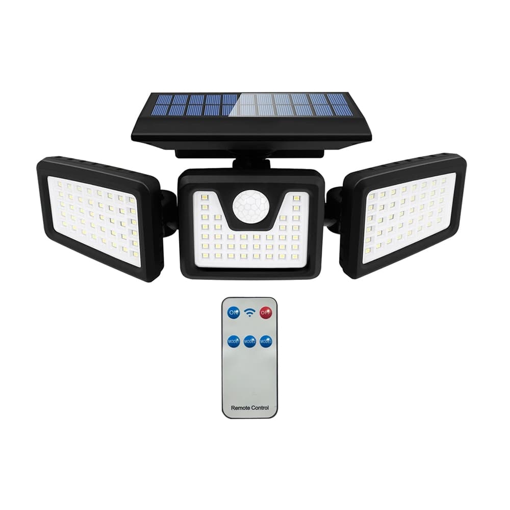 J Solar Wall Light Sensor 3 heads 6.5W Remote