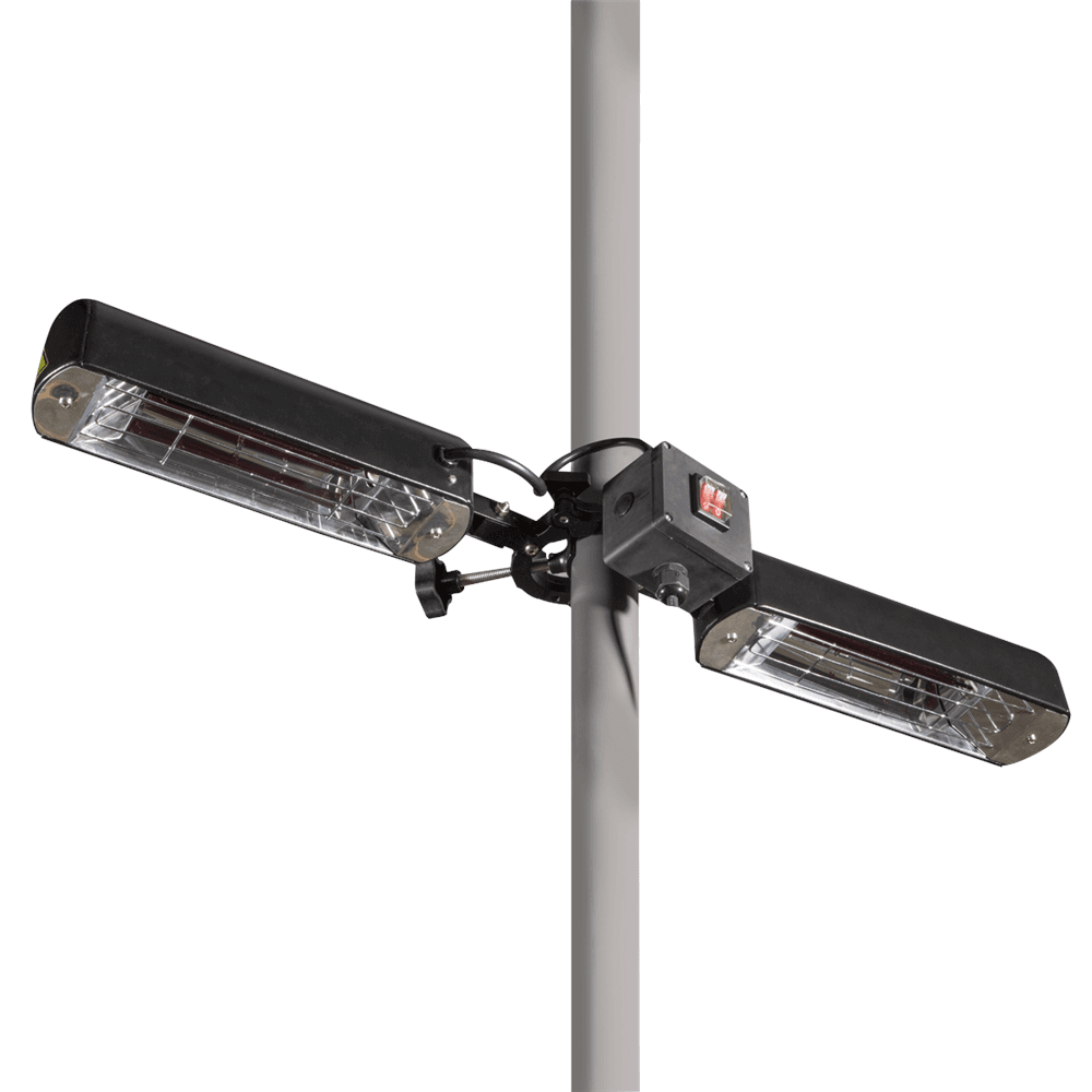 Folding Parasol Gazebo Patio Outdoor Infrared Heater Two Panels Extra Long 5M Cable 1600W