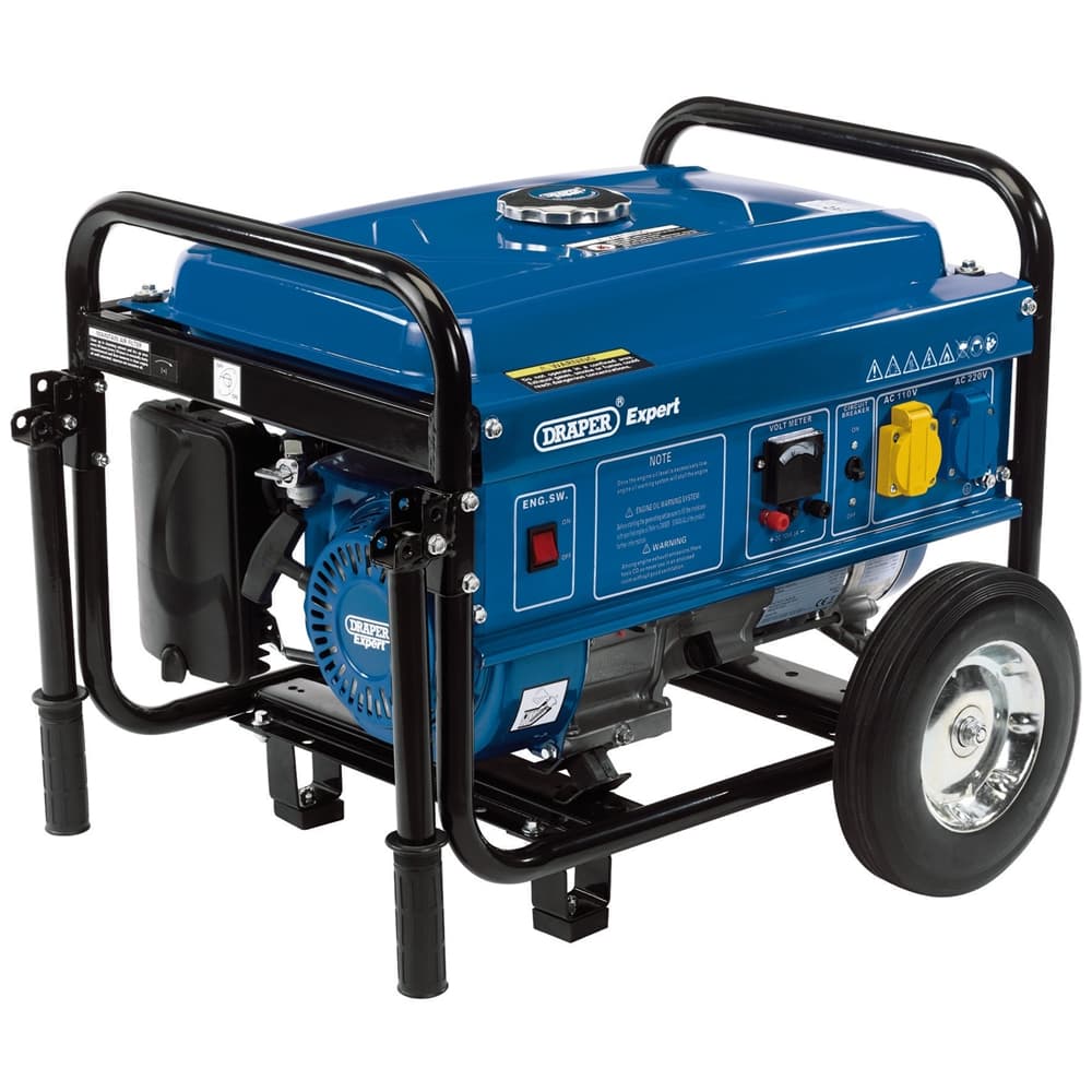 Draper Petrol Generator with Wheels, 2500W