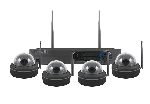 4 Channel Full HD Wire Free CCTV System 4 Dome Cameras