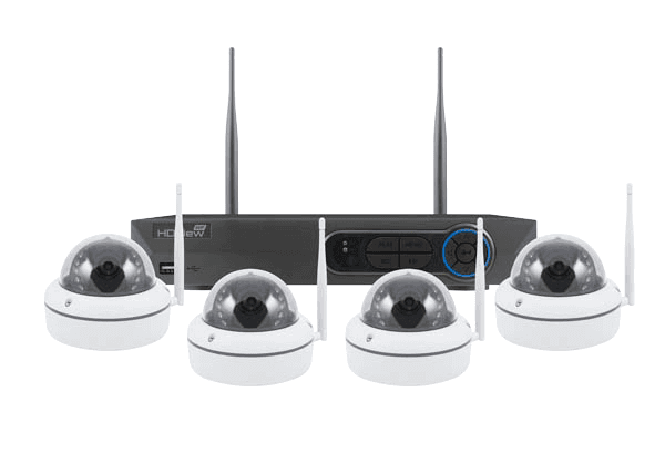 4 Channel Full HD Wire Free CCTV System 4 Dome Cameras