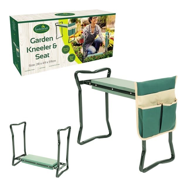 GardenKraft Folding Portable Garden Kneeler With Tool Bag
